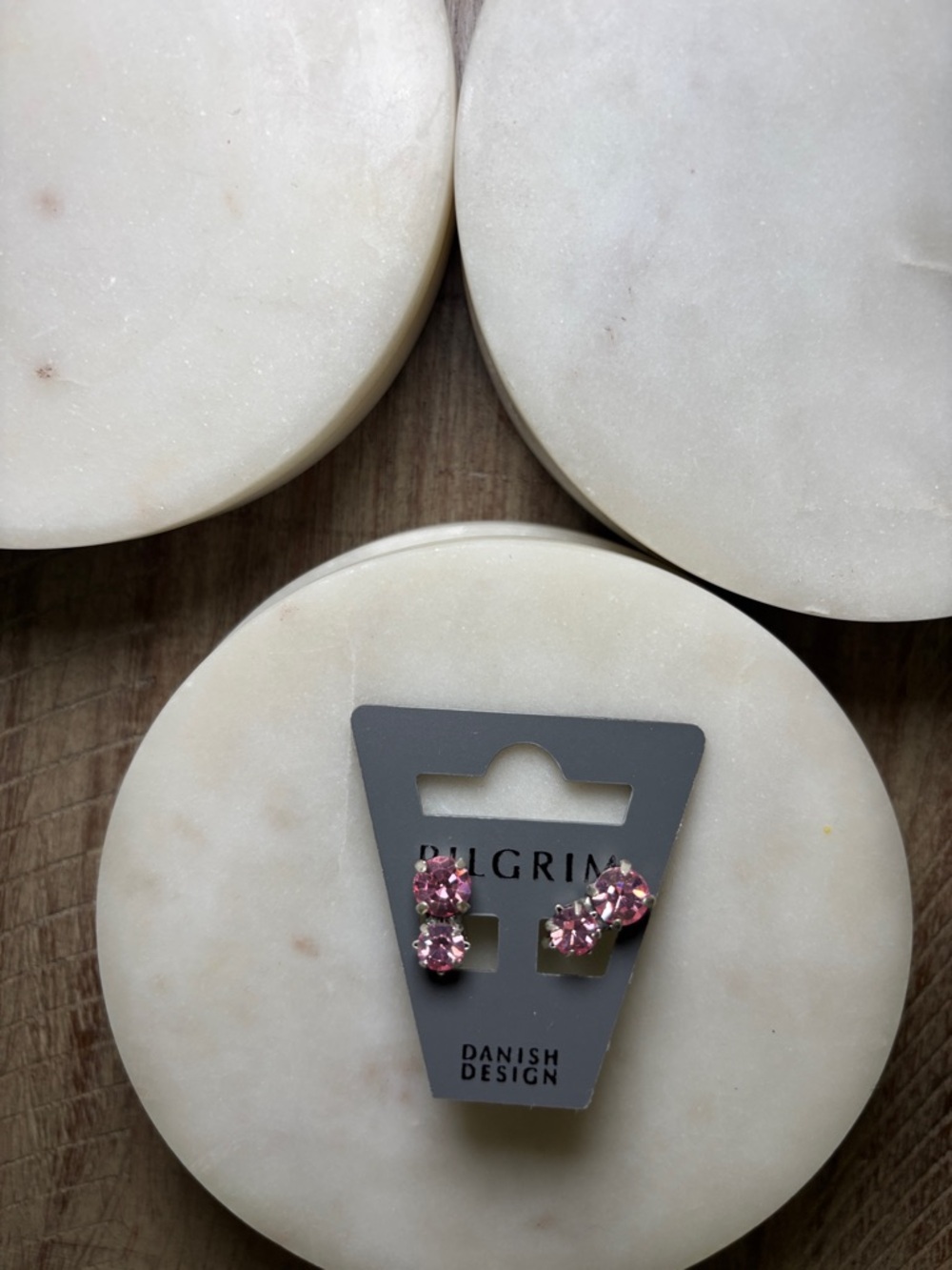 191 Pilgrim Pink Crystal Cluster Stud Earrings - Sparkling Floral Accent